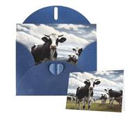 Biglietto di auguri con buste, con scritta "Thinking of You", con immagini di mucca, biglietti vuoti per tutte le occasioni, compleanno, ringraziamento, biglietti per inviti di nozze, San Valentino