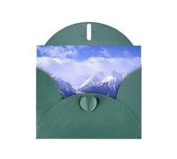 Biglietto di auguri con buste, motivo: cielo blu, bianco e neve, vista montagna, biglietti di incoraggiamento