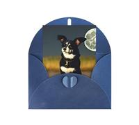 Biglietto di auguri con cane sotto la luna, 10,2 x 15,2 cm, busta a forma di cuore, adatto per tutte le occasioni.