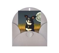 Biglietto di auguri con cane sotto la luna, 10,2 x 15,2 cm, busta a forma di cuore, adatto per tutte le occasioni.