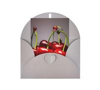 Biglietto di auguri con ciliegie cilene, 10,2 x 15,2 cm, busta a forma di cuore, adatto per tutte le occasioni.