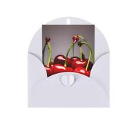 Biglietto di auguri con ciliegie cilene, 10,2 x 15,2 cm, busta a forma di cuore, adatto per tutte le occasioni.