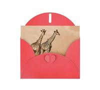 Biglietto di auguri con due giraffe che corrono sulla sterile carta perlata con buste, matrimoni, feste, inviti di compleanno, auguri