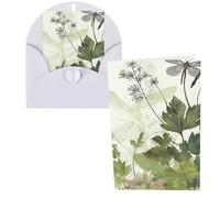 Biglietto di auguri con fogliame ed erbe con libellule alate con buste, biglietto di ringraziamento per donne, uomini, Natale, Halloween, matrimonio, biglietti di auguri per tutte le occasioni, 10 x