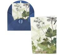 Biglietto di auguri con fogliame ed erbe con libellule alate con buste, biglietto di ringraziamento per donne, uomini, Natale, Halloween, matrimonio, biglietti di auguri per tutte le occasioni, 10 x