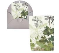 Biglietto di auguri con fogliame ed erbe con libellule alate con buste, biglietto di ringraziamento per donne, uomini, Natale, Halloween, matrimonio, biglietti di auguri per tutte le occasioni, 10 x