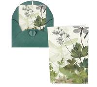 Biglietto di auguri con fogliame ed erbe con libellule alate con buste, biglietto di ringraziamento per donne, uomini, Natale, Halloween, matrimonio, biglietti di auguri per tutte le occasioni, 10 x