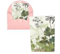 Biglietto di auguri con fogliame ed erbe con libellule alate con buste, biglietto di ringraziamento per donne, uomini, Natale, Halloween, matrimonio, biglietti di auguri per tutte le occasioni, 10 x