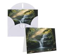Biglietto di auguri con foresta e cascata, vuoto, con buste, biglietti di ringraziamento, biglietti per tutte le occasioni, per Natale, vacanze, compleanno, laurea, anniversari, 10,2 x 15,2 cm