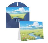 Biglietto di auguri con paesaggio anime, vuoto, con buste, biglietti di ringraziamento, biglietti per tutte le occasioni, per Natale, vacanze, compleanno, laurea, anniversari, 10,2 x 15,2 cm