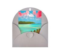 Biglietto di auguri con paesaggio caraibico, 10,2 x 15,2 cm, busta a forma di cuore, adatto per tutte le occasioni.