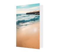 Biglietto di auguri con paesaggio sulla spiaggia, 10,2 x 15,2 cm, busta a forma di cuore, adatto per tutte le occasioni.