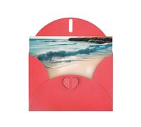 Biglietto di auguri con paesaggio sulla spiaggia, biglietto bianco con busta, 10 x 15 cm, per eventi, matrimoni e compleanni.