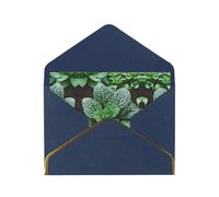 Biglietto di auguri con perla, con stampa di piante grasse verdi orizzontali, bordi dorati, con busta, per vacanze, compleanni, anniversari, feste (2 pezzi)