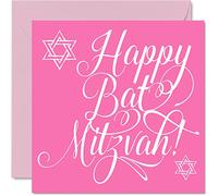 Biglietto di auguri con pipistrello Mitzvah ragazze con scritta "Happy Bat Mitzvah Mazel Tov Good Luck Congratulations Bat Mitzvah regalo ragazze 145mm biglietti di auguri