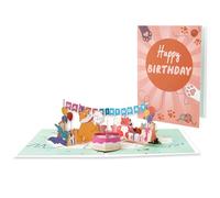 Biglietto di auguri con scena di animali, con busta abbinata, invito di compleanno per anniversario, baby shower, festa con animali fatti a mano