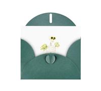 Biglietto di auguri con scheletro YYHWHJDE verde scuro con fiori negli occhi, 15,2 x 10,2 cm, con effetto perlato su entrambi i lati e inchiostro ecologico