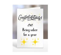 Biglietto di auguri con scritta "Congratulations on being sober for a year", regalo per uomo o donna, regalo per Natale, biglietto di auguri, lui, lei, donna, uomo, A5-113_68