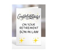 Biglietto di auguri con scritta "Congratulations on your retirement Son In Law", regalo per uomini, donne, regali per uomo in pensione, donna o persona, biglietto di auguri, pensionato, A5-124_172