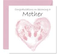 Biglietto di auguri con scritta in inglese "Twins Congrats Becoming" (lingua italiana non garantita) per neomamma, 145 mm, con scritta in lingua inglese "Welcome to the world" (lingua italiana non