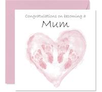 Biglietto di auguri con scritta in inglese "Twins Congrats Becoming" (lingua italiana non garantita) per neomamma, 145 mm, con scritta in lingua inglese "Welcome to the world" (lingua italiana non