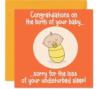 Biglietto di auguri con scritta in lingua inglese "Congrats and Sorry", per amici, familiari, colleghi, vicini, 145 mm, con scritta "Welcome to the world" (lingua italiana non garantita)