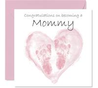 Biglietto di auguri con scritta in lingua inglese "Congrats Becoming" (lingua italiana non garantita) per una nuova mamma, 145 mm, con scritta in lingua inglese "Welcome to the world" (lingua italiana