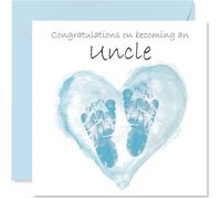 Biglietto di auguri con scritta in lingua inglese "Congrats Becoming" (lingua italiana non garantita) per il nuovo zio, 145 mm, con scritta in lingua inglese "Welcome to the world" (lingua italiana