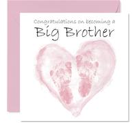 Biglietto di auguri con scritta in lingua inglese "Congrats Becoming - Well Done Congratulations for New Brother, 145 mm Welcome To The World"