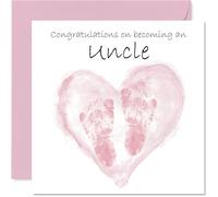 Biglietto di auguri con scritta in lingua inglese "Congrats Becoming - Well Done Congratulations for New Uncle", 145 mm Welcome to the world