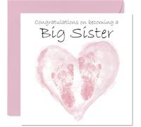 Biglietto di auguri con scritta in lingua inglese "Congrats Becoming - Well Done Congratulations for New Sister", 145 mm Welcome To The World