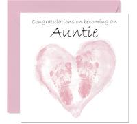 Biglietto di auguri con scritta in lingua inglese "Congrats Becoming - Well Done Congratulations for New Auntie", 145 mm Welcome to the World