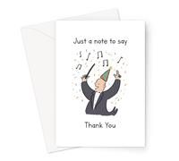 Biglietto di auguri con scritta "Just A Note to Say Thank You", biglietto di ringraziamento per musicisti, giochi di parole musicali per amici, fratelli, partner o coniuge, Just A Note Cards