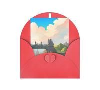 Biglietto di auguri con scritta "Outside the Castle Gate", 10 x 15 cm, busta a forma di cuore, adatto per tutte le occasioni.