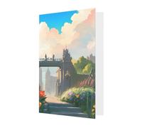 Biglietto di auguri con scritta "Outside the Castle Gate", 10 x 15 cm, busta a forma di cuore, adatto per tutte le occasioni.