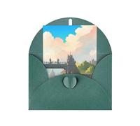 Biglietto di auguri con scritta "Outside the Castle Gate", 10 x 15 cm, busta a forma di cuore, adatto per tutte le occasioni.