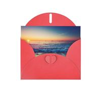 Biglietto di auguri con scritta "Sunset View On The Beach Shore", carta perlata, con buste, matrimoni, feste, compleanni, inviti e auguri