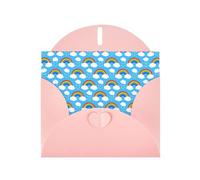 Biglietto di auguri con stampa a goccia di pioggia arcobaleno e nuvole orizzontali, con fibbia d'amore, carta perlata, con buste, per amici e familiari