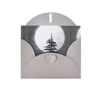 Biglietto di auguri con stampa di albero di pino grigio MJHKXLJ Moon Pearlized - Busta inclusa - Perfetto per Natale, compleanni, San Valentino, matrimoni e molto altro ancora