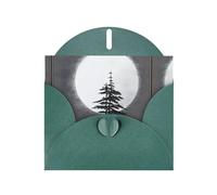 Biglietto di auguri con stampa di albero di pino JKIEGOQ verde scuro, 10,2 x 15,2 cm, per Natale, San Valentino, matrimonio, inviti per feste