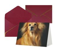 Biglietto di auguri con stampa di cane con capelli lunghi gialli, biglietto di ringraziamento, biglietti con buste, da utilizzare per Natale, compleanno, San Valentino, feste, inviti, tutte le