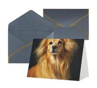 Biglietto di auguri con stampa di cane con capelli lunghi gialli, biglietto di ringraziamento, biglietti con buste, da utilizzare per Natale, compleanno, San Valentino, feste, inviti, tutte le