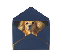 Biglietto di auguri con stampa di cane con capelli lunghi gialli, biglietto di ringraziamento, biglietti con buste, da utilizzare per Natale, compleanno, San Valentino, feste, inviti, tutte le