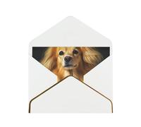 Biglietto di auguri con stampa di cane con capelli lunghi gialli, biglietto di ringraziamento, biglietti con buste, da utilizzare per Natale, compleanno, San Valentino, feste, inviti, tutte le