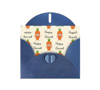 Biglietto di auguri con stampa di carote felici, in carta perlata, design unico, buste per ringraziamento, inviti