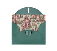 Biglietto di auguri con stampa di castello delle fiabe, biglietto di auguri con buste piegate, per tutte le occasioni
