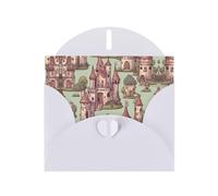 Biglietto di auguri con stampa di castello delle fiabe, biglietto di auguri con buste piegate, per tutte le occasioni