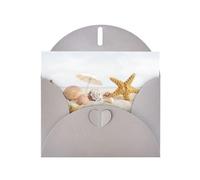 Biglietto di auguri con stampa di conchiglie e stelle marine sulla spiaggia, con busta, interno bianco per compleanno, Natale, tutte le occasioni, 15,2 x 10,2 cm