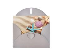 Biglietto di auguri con stampa di conchiglie sulla spiaggia con busta, interno bianco per compleanno, Natale, tutte le occasioni, 15,2 x 10,2 cm