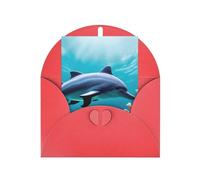 Biglietto di auguri con stampa di delfini e coralli del mondo sottomarino, per compleanno, Ringraziamento, Natale, Capodanno